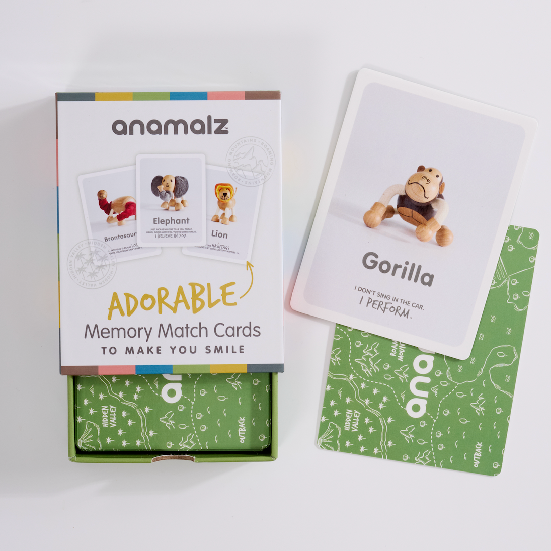 Memory match card game with 'anamalz' branding on a white background