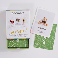 Memory match card game with 'anamalz' branding on a white background