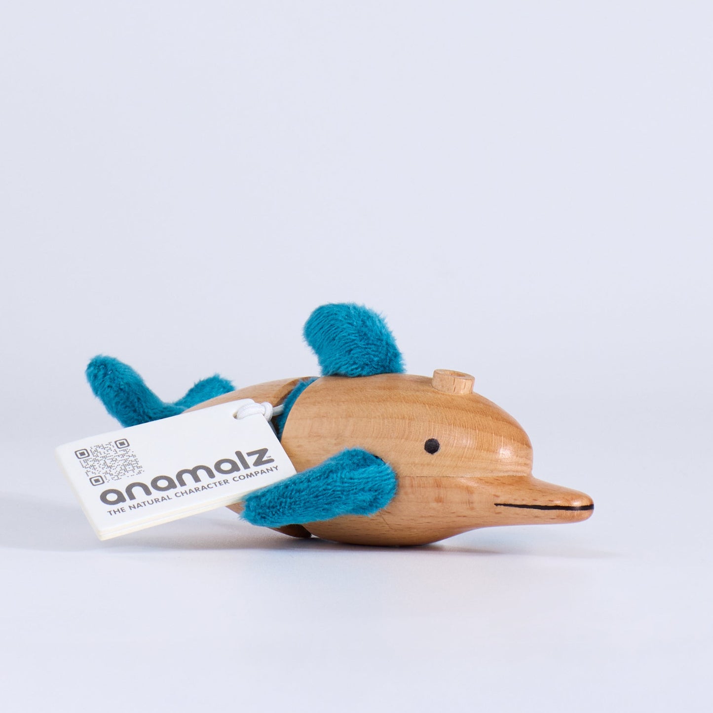 Wooden toy with teal accents on a white background, featuring the brand 'anamalz'.