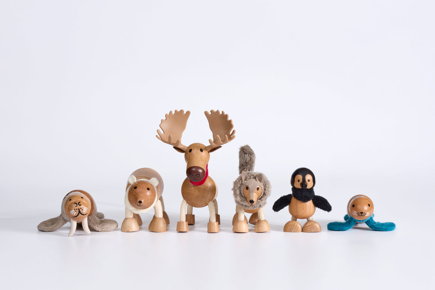 Set of artic figurines on a white background