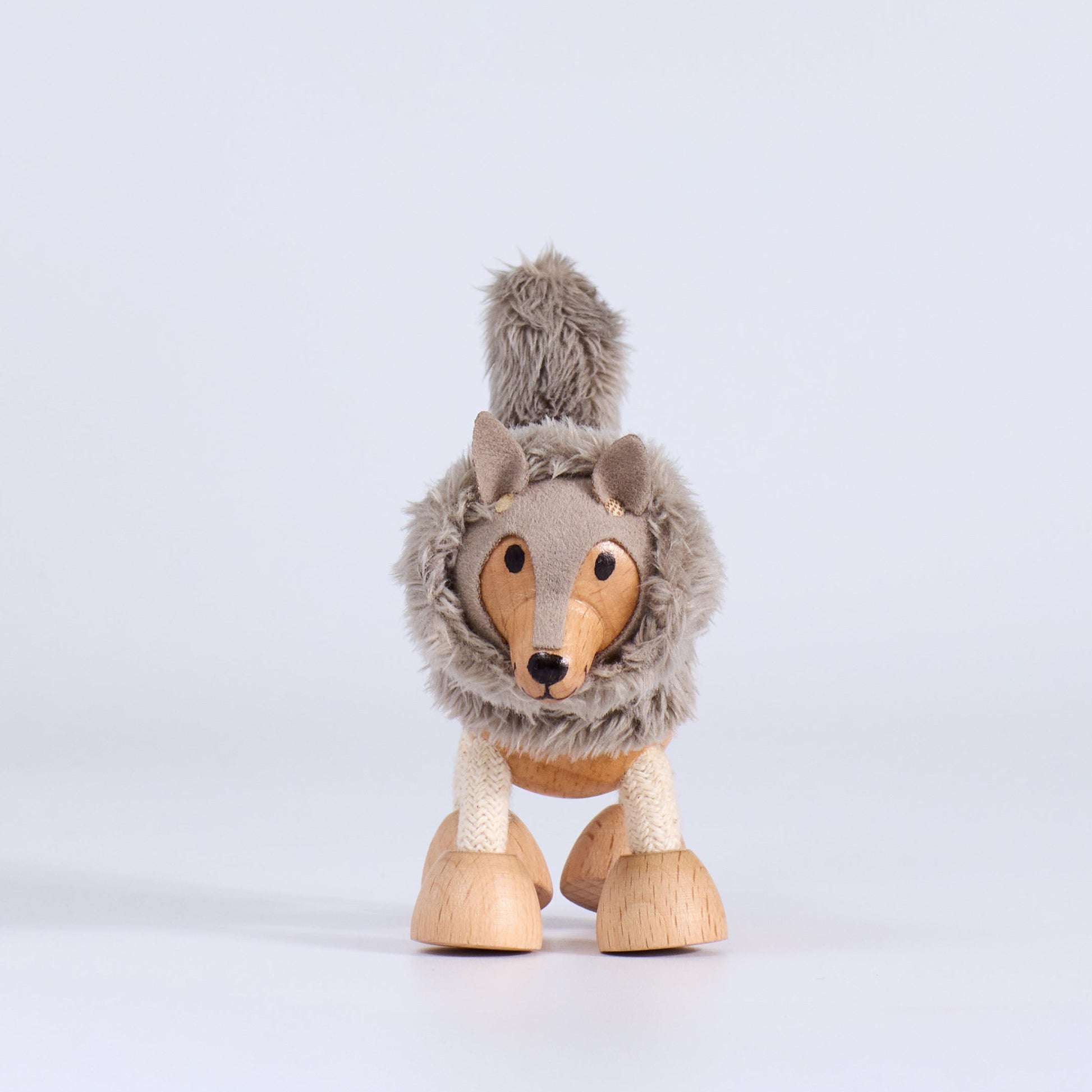 Wood plush wolf toy