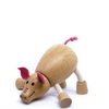 Adorable eco-friendly wooden pig toy with pink fabric ears, perfect for imaginative play and learning.